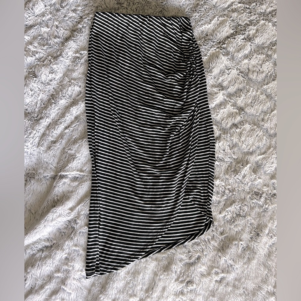 Black and white angled knee length skirt